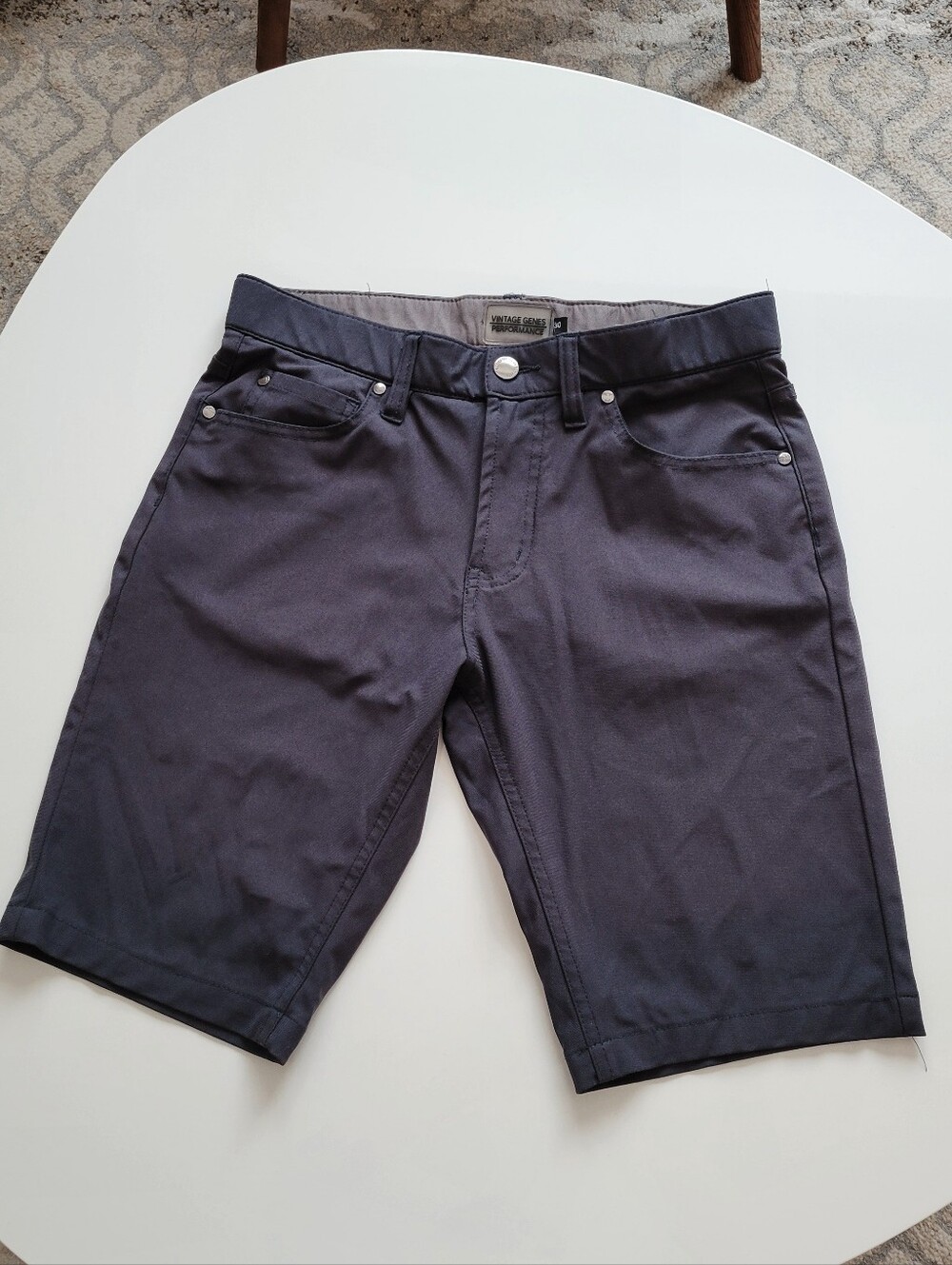 Vintage Genes Performanxe Men's Darl Gray Flat Front Shorts, Sz 30